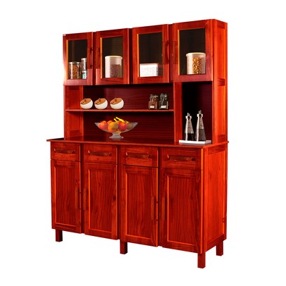 Armário de Cozinha Noruega Madeira Maciça 8 Portas 4 Gavetas com Vidro Mel - Pnr Móveis