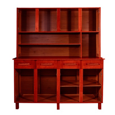 Armário de Cozinha Noruega Madeira Maciça 8 Portas 4 Gavetas com Vidro Mel - Pnr Móveis