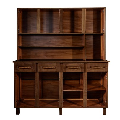 Armário de Cozinha Noruega Madeira Maciça 8 Portas 4 Gavetas com Vidro Imbuia Natural - Pnr Móveis