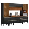 Cozinha Completa Proença 9 Portas 9 Gavetas Ripado com Vidro Dp3102rp Nogueira/Carbono Prime Tx - Demóbile