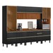 Cozinha Completa Proença 9 Portas 9 Gavetas Ripado com Vidro Dp3102rp Nogueira/Carbono Prime Tx - Demóbile