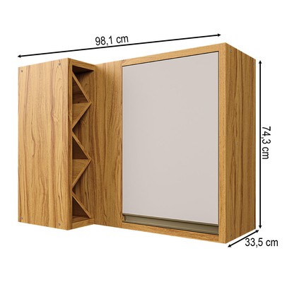 Armário Aéreo Cozinha de Canto Tempranillo 1 Porta 100% Mdf Amêndoa/Off White - Rio Doce