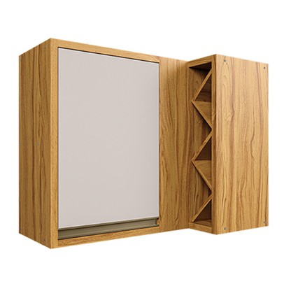 Armário Aéreo Cozinha de Canto Tempranillo 1 Porta 100% Mdf Amêndoa/Off White - Rio Doce