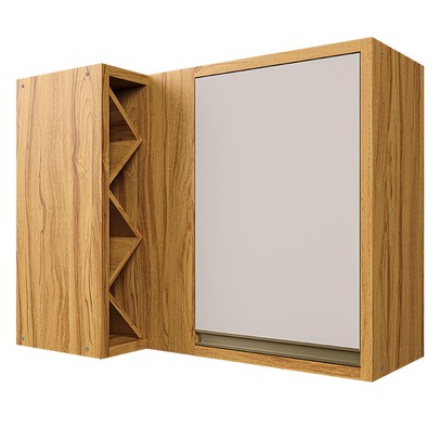 Armário Aéreo Cozinha de Canto Tempranillo 1 Porta 100% Mdf Amêndoa/Off White - Rio Doce