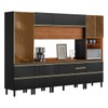 Cozinha Completa Proença 9 Portas 9 Gavetas 100% Mdf com Vidro Dp3102mf Nogueira/Carbono Prime - Demobile