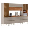 Cozinha Completa Proença 9 Portas 9 Gavetas 100% Mdf com Vidro Dp3102mf Nogueira/Nude - Demobile