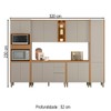 Cozinha Completa Allure 15 Portas 3 Gavetas 100% Mdf Jequitibá/Gris - Linea Brasil