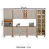 Cozinha Completa Allure 15 Portas 4 Gavetas 100% Mdf com Vidro 810016096 Jequitibá/Gris - Linea Brasil
