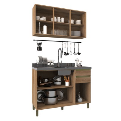 Cozinha Completa Dinamarca 6 Portas 2 Gavetas 6123.159 Castani/Off White - Indékes