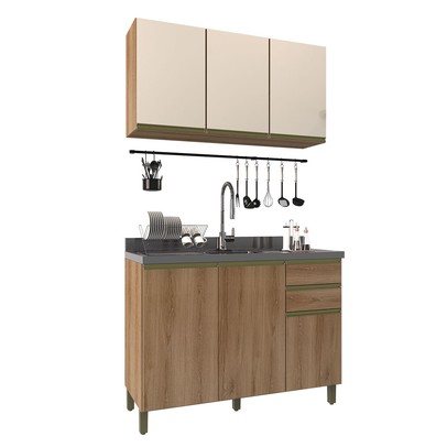 Cozinha Completa Dinamarca 6 Portas 2 Gavetas 6123.159 Castani/Off White - Indékes