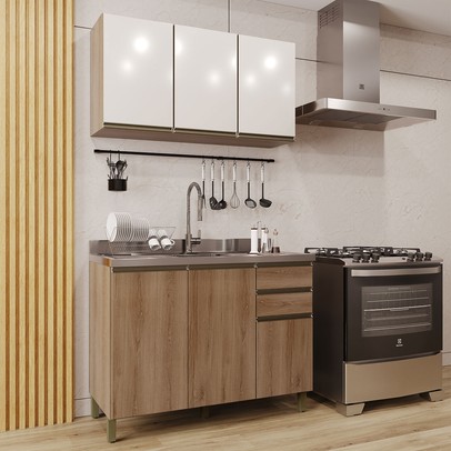 Cozinha Completa Dinamarca 6 Portas 2 Gavetas 6123.159 Castani/Off White - Indékes