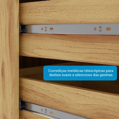 Cozinha Compacta Napoli 6 Portas 2 Gavetas 100% Mdf com Vidro Amêndoa/Off White - Rio Doce