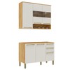 Cozinha Compacta Napoli 6 Portas 2 Gavetas 100% Mdf com Vidro Amêndoa/Off White - Rio Doce