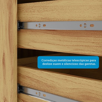 Cozinha Compacta Napoli 6 Portas 2 Gavetas 100% Mdf com Vidro Amêndoa/Chumbo - Rio Doce