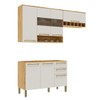 Cozinha Compacta Napoli 7 Portas 2 Gavetas 100% Mdf com Vidro 11066 Amêndoa/Off White - Rio Doce