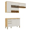 Cozinha Compacta Napoli 7 Portas 2 Gavetas 100% Mdf com Vidro Amêndoa/Off White - Rio Doce