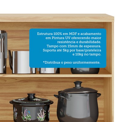 Cozinha Compacta Napoli 7 Portas 2 Gavetas 100% Mdf com Vidro Amêndoa/Chumbo - Rio Doce