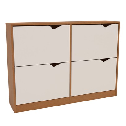 Sapateira Porto 4 Portas Off White/Freijó - Politorno