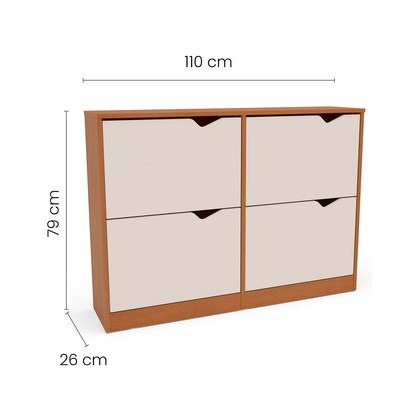 Sapateira Porto 4 Portas Off White/Freijó - Politorno