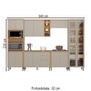 Cozinha Completa Allure 14 Portas 4 Gavetas 100% Mdf com Vidro 810016097 Jequitibá/Gris - Linea Brasil