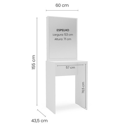 Penteadeira Porto com Espelho Branco - Politorno