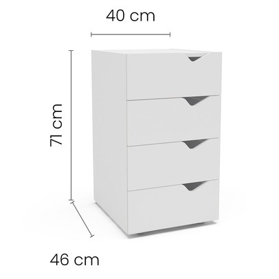 Gaveteiro Porto 4 Gavetas Branco - Politorno