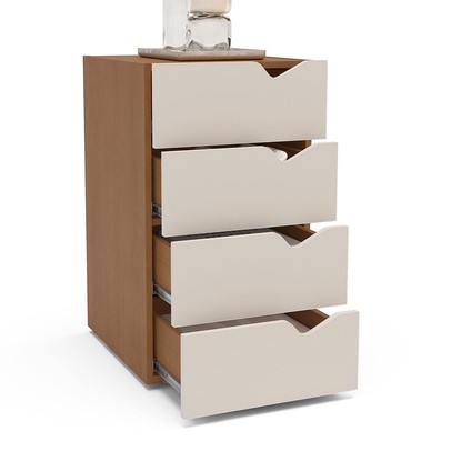 Gaveteiro Porto 4 Gavetas Creme/Freijó - Politorno