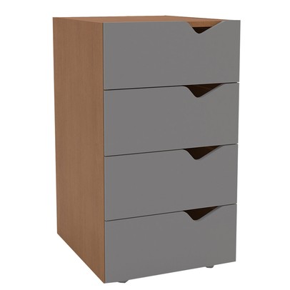 Gaveteiro Porto 4 Gavetas Porto Cinza/Freijó - Politorno