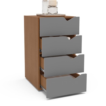 Gaveteiro Porto 4 Gavetas Porto Cinza/Freijó - Politorno