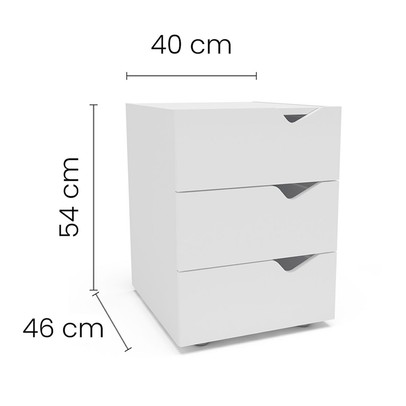 Gaveteiro Porto 3 Gavetas Branco - Politorno