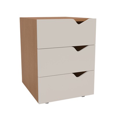 Gaveteiro Porto 3 Gavetas Creme/Freijó - Politorno