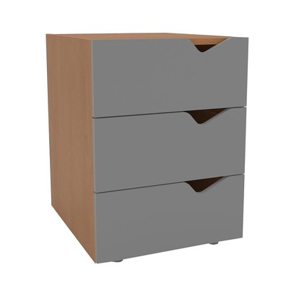 Gaveteiro Porto 3 Gavetas Cinza/Freijó - Politorno