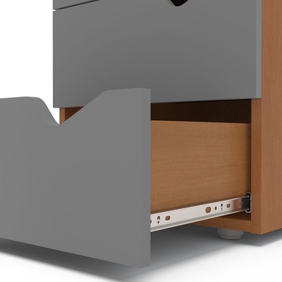 Gaveteiro Porto 3 Gavetas Cinza/Freijó - Politorno