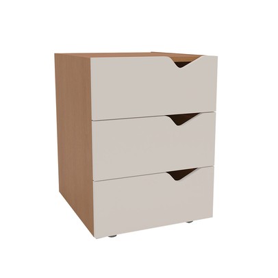 Mesa de Cabeceira Porto 3 Gavetas Creme/Freijó - Politorno