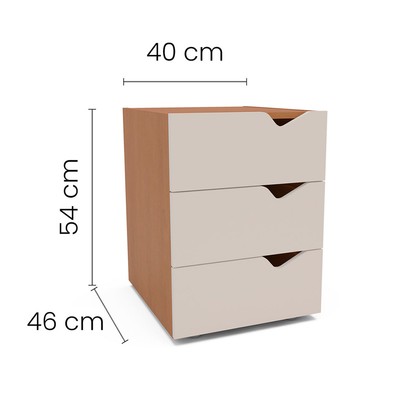 Mesa de Cabeceira Porto 3 Gavetas Creme/Freijó - Politorno