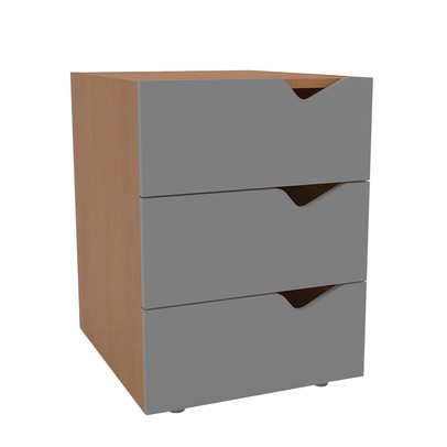 Mesa de Cabeceira Porto 3 Gavetas Porto Cinza/Freijó - Politorno