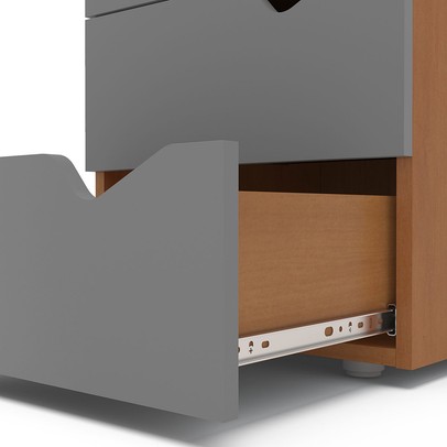 Mesa de Cabeceira Porto 3 Gavetas Porto Cinza/Freijó - Politorno