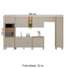 Cozinha Completa Allure 16 Portas 3 Gavetas 100% Mdf Jequitibá/Gris - Linea Brasil
