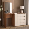 Cômoda Porto 4 Gavetas com Espelho Creme/Freijó - Politorno