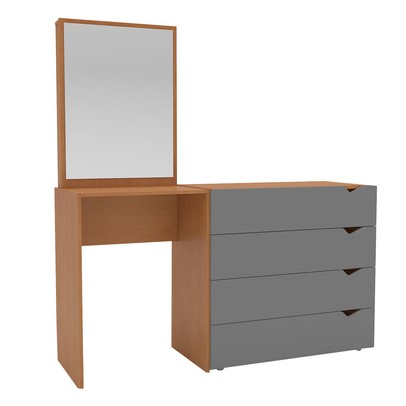 Cômoda Porto 4 Gavetas com Espelho Cinza/Freijó - Politorno