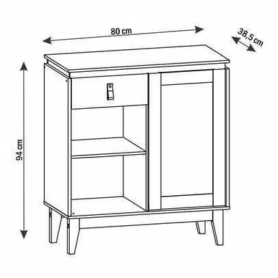 Aparador Café Gante 1 Porta 1 Gaveta Preto/Noce - Pnr Móveis
