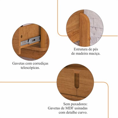 Aparador Manchester 2 Gavetas Cedro - Pnr Móveis
