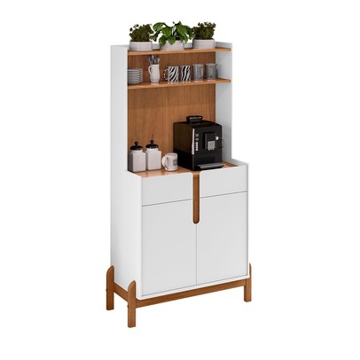 Aparador Manchester 2 Portas 2 Gavetas Branco/Cedro - Pnr Móveis