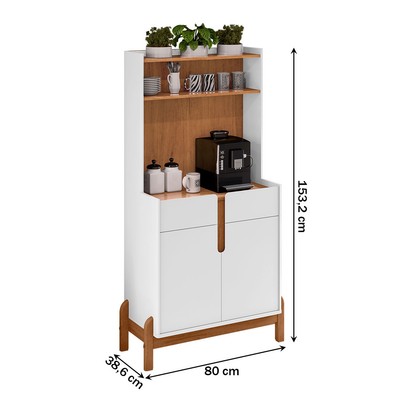 Aparador Manchester 2 Portas 2 Gavetas Branco/Cedro - Pnr Móveis