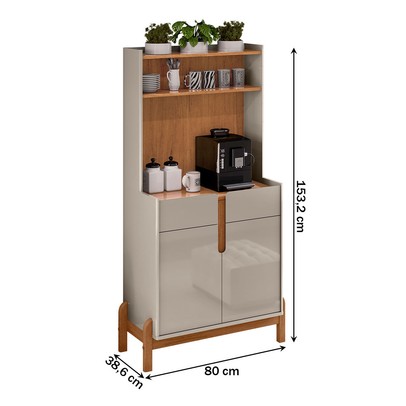 Aparador Manchester 2 Portas 2 Gavetas Off White/Cedro - Pnr Móveis