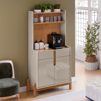 Aparador Manchester 2 Portas 2 Gavetas Off White/Cedro - Pnr Móveis