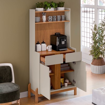 Aparador Manchester 2 Portas 2 Gavetas Off White/Cedro - Pnr Móveis