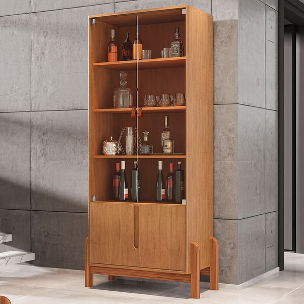 Cristaleira Manchester 2 Portas 3 Prateleiras Cedro - Pnr Móveis