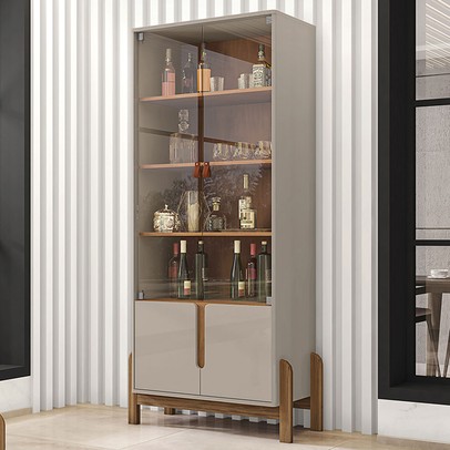 Cristaleira Manchester 2 Portas 3 Prateleiras Off White/Cedro - Pnr Móveis