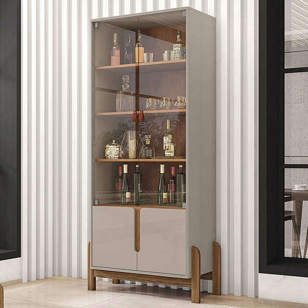 Cristaleira Manchester 2 Portas 3 Prateleiras Off White/Cedro - Pnr Móveis